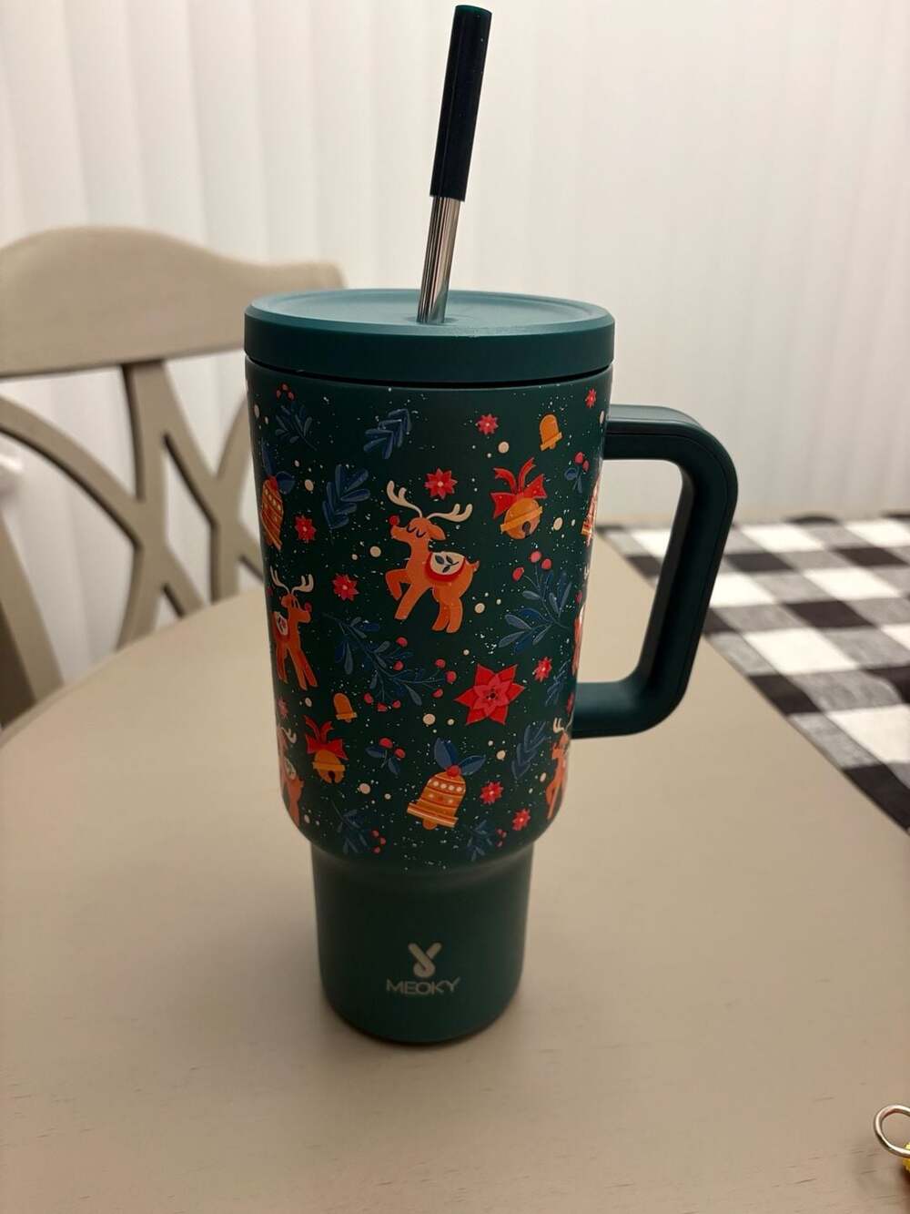 Meoky 40oz Insulated Travel Tumbler - Christmas Reindeer Pattern
